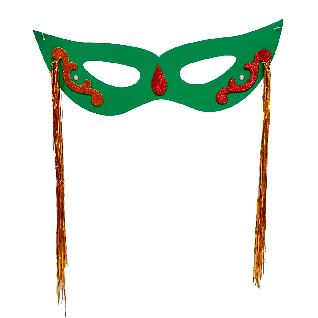 Máscara Carnaval Grande com Chicote Lateral Verde
