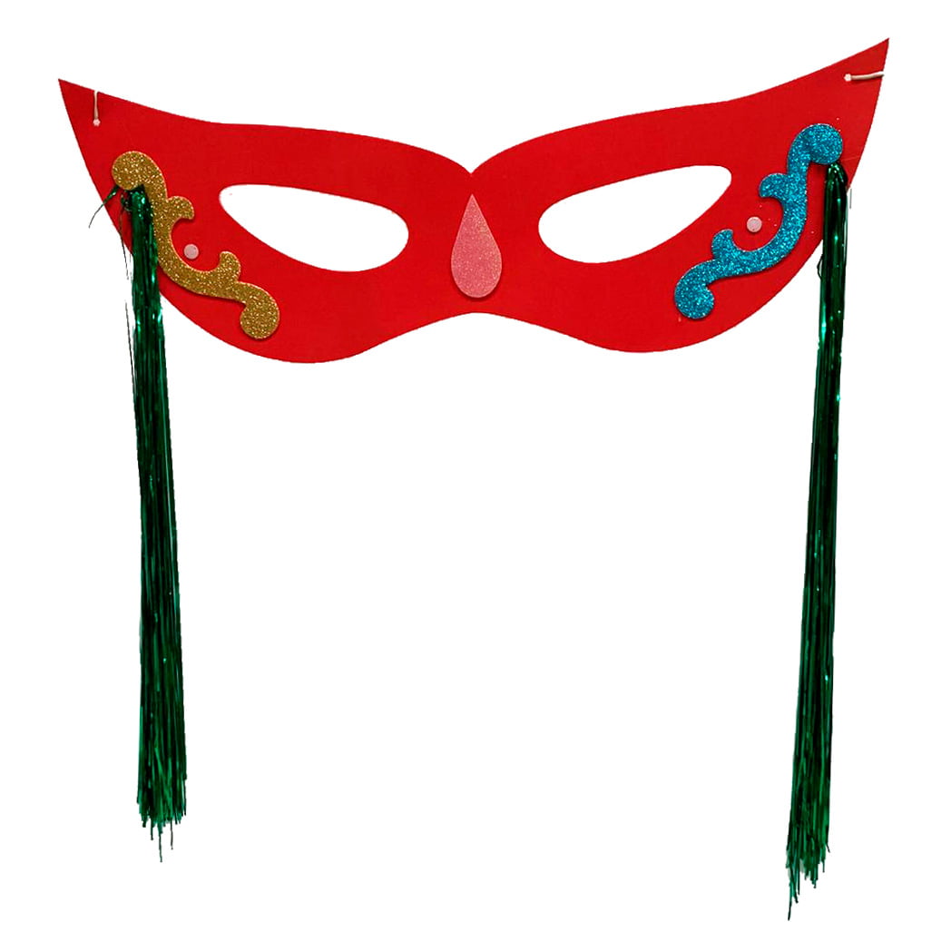 Máscara Carnaval Grande com Chicote Lateral Vermelha