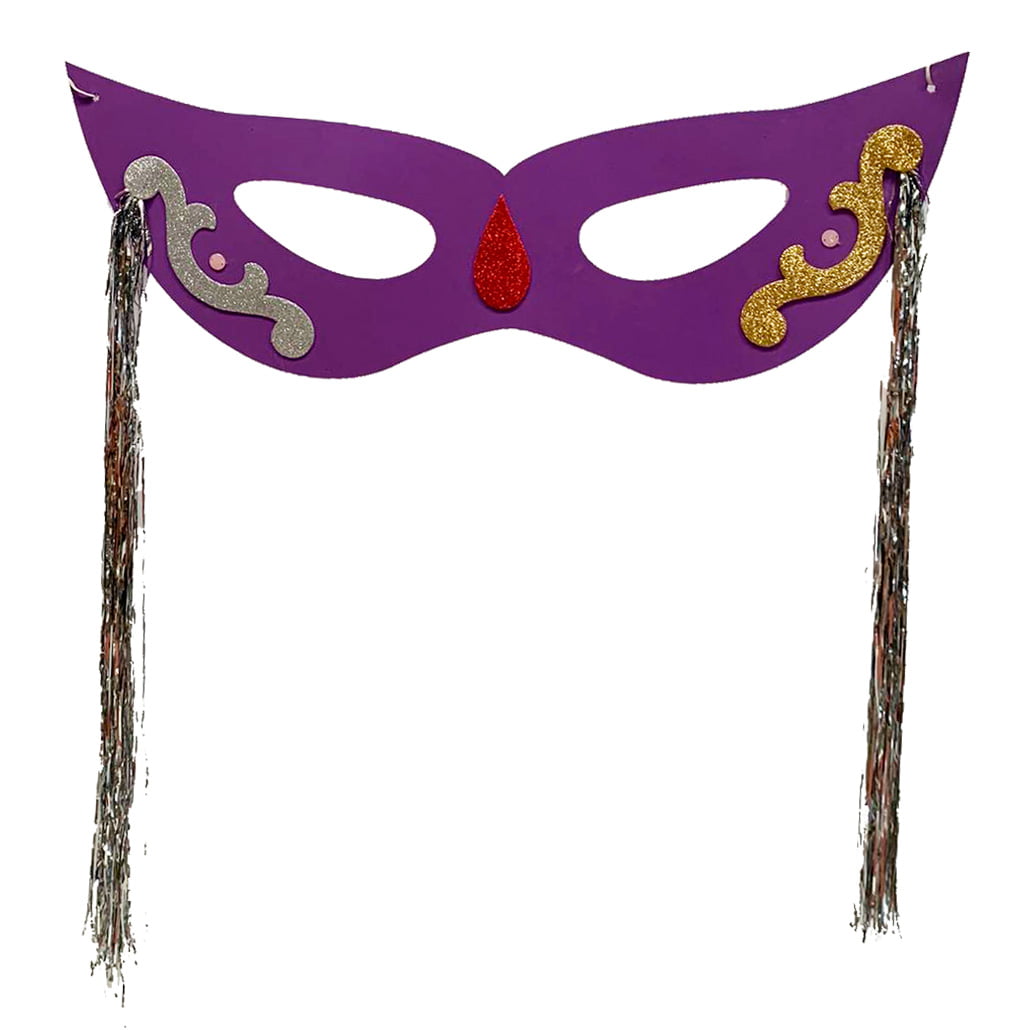 Máscara Carnaval Grande com Chicote Lateral Roxa