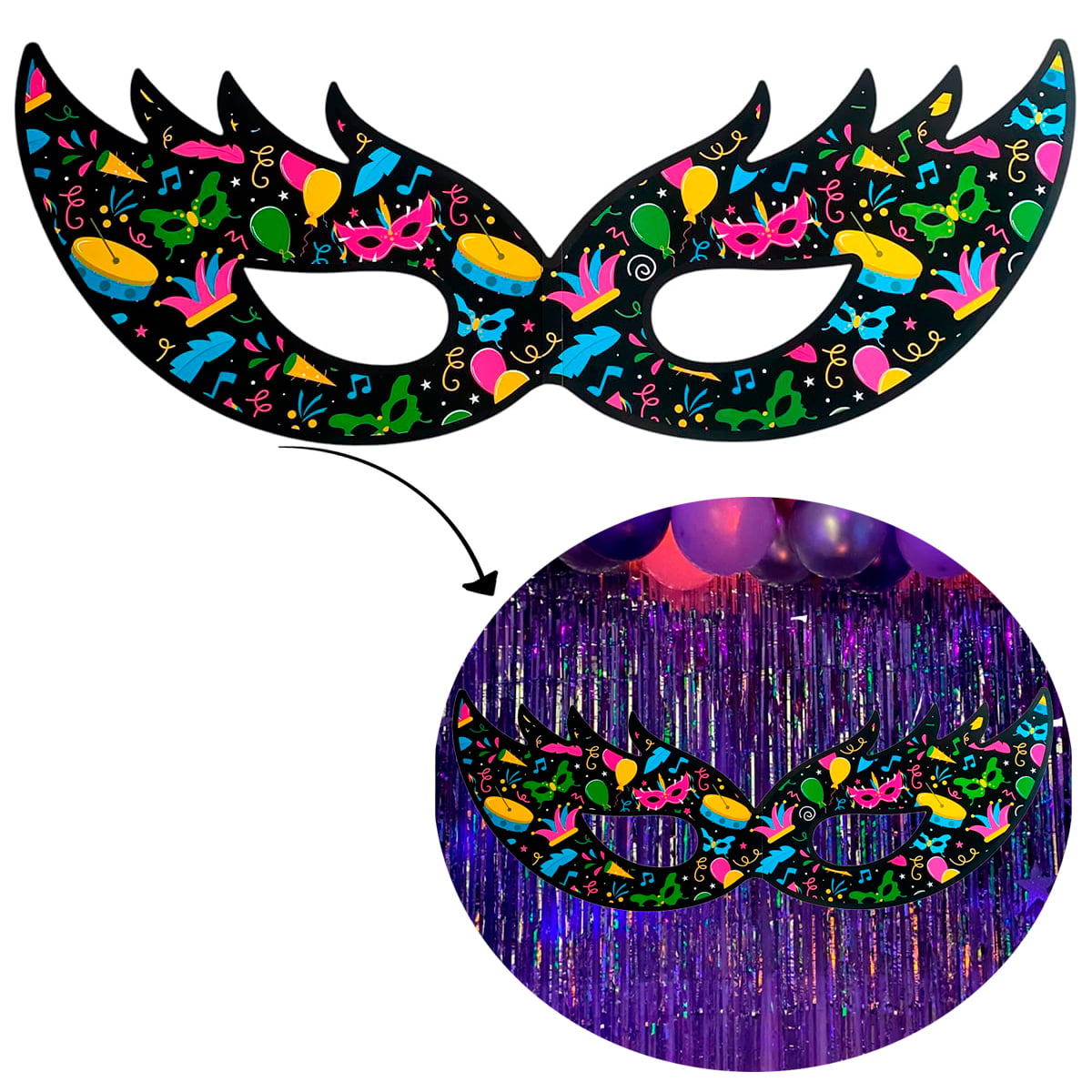 Máscara Estampa Samba Carnaval 