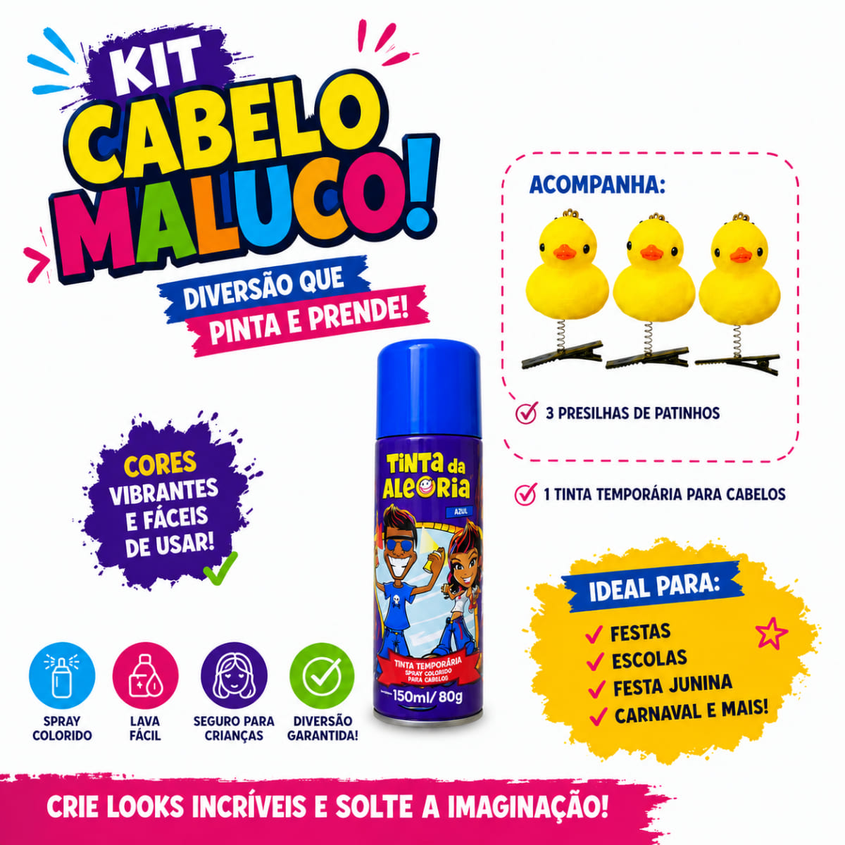 Kit Cabelo Maluco ( 3 Patinhos + Tinta azul)