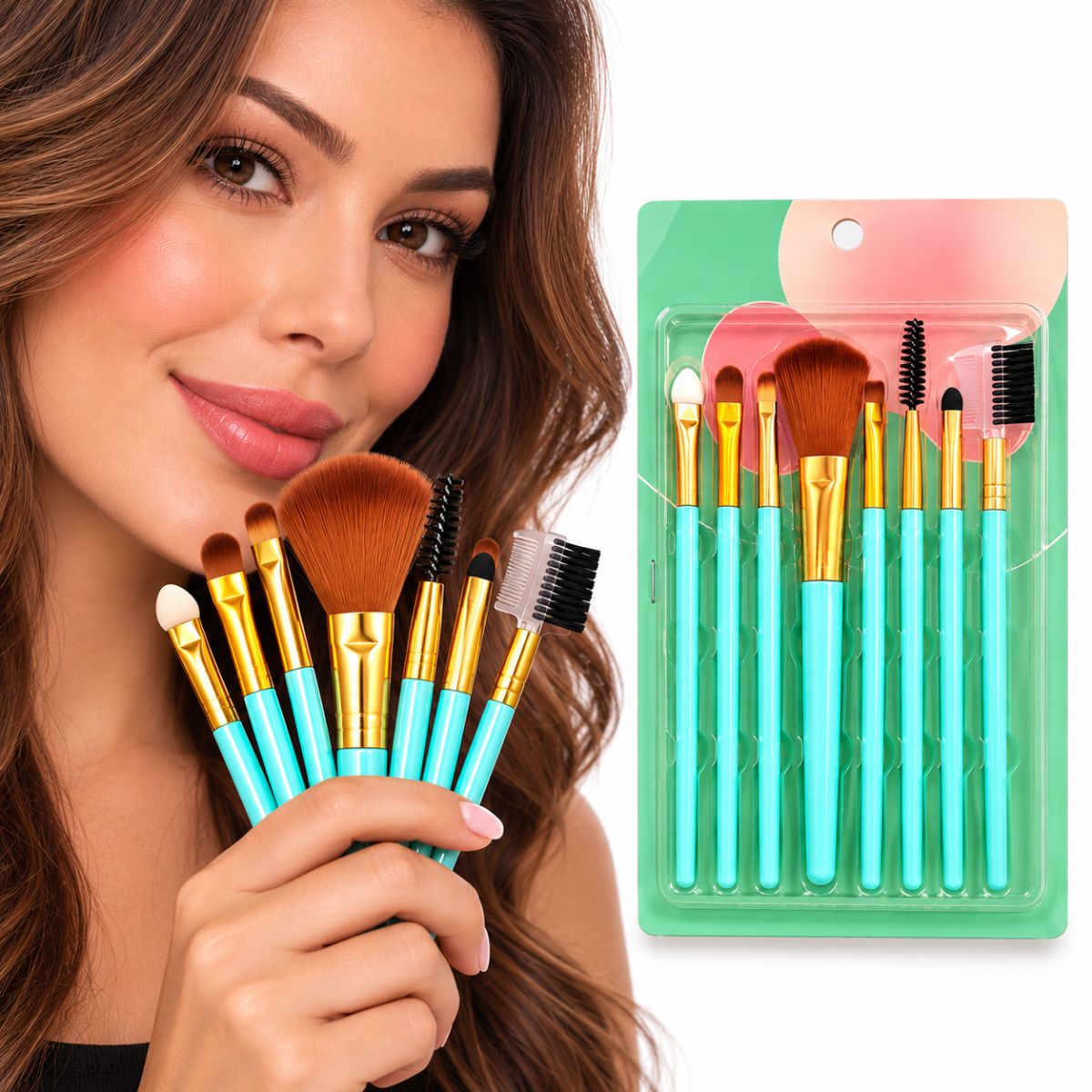 Kit Makeup Brush Maquiagem com 8 itens