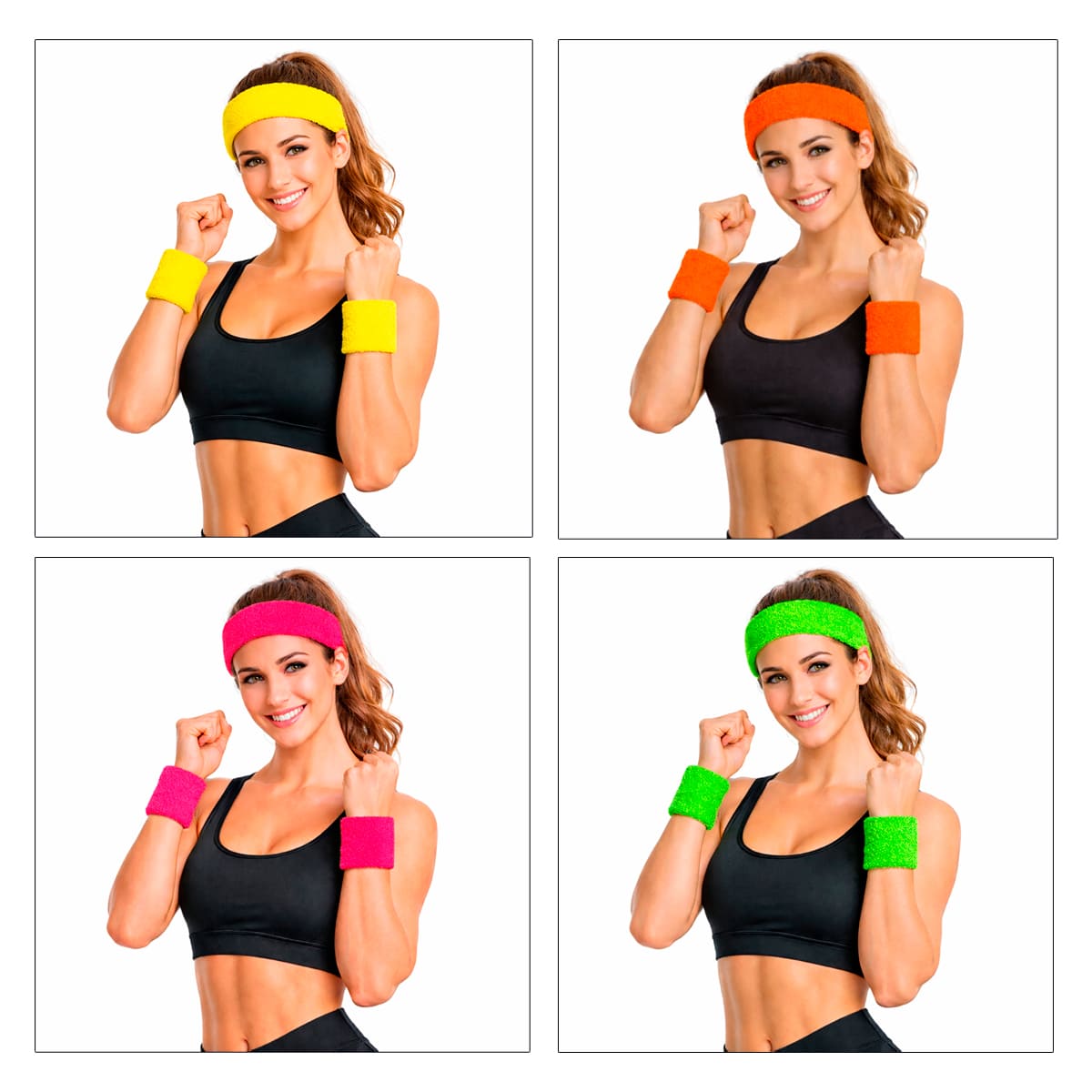 Kit Acessório de Cabeça HeadBand + Punhos para Academia Anos 80 Corrida ao ar livre