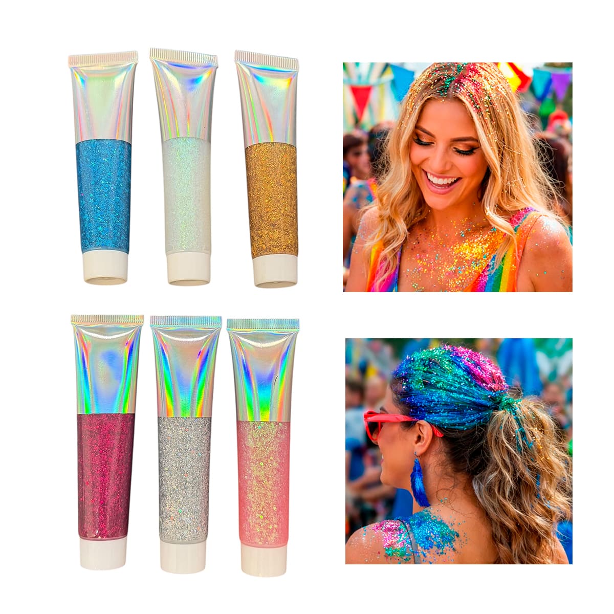 Bisnaga de Glitter em Gel Corporal Carnaval 