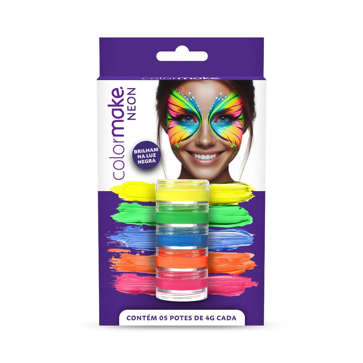 Kit Caixinha Tinta Maquiagem Cremosa Fluorescente Neon