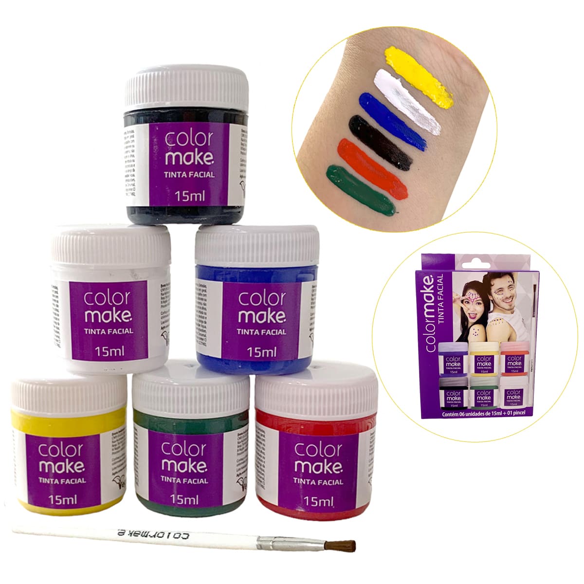 Kit Tinta Facial Líquida Maquiagem Artística