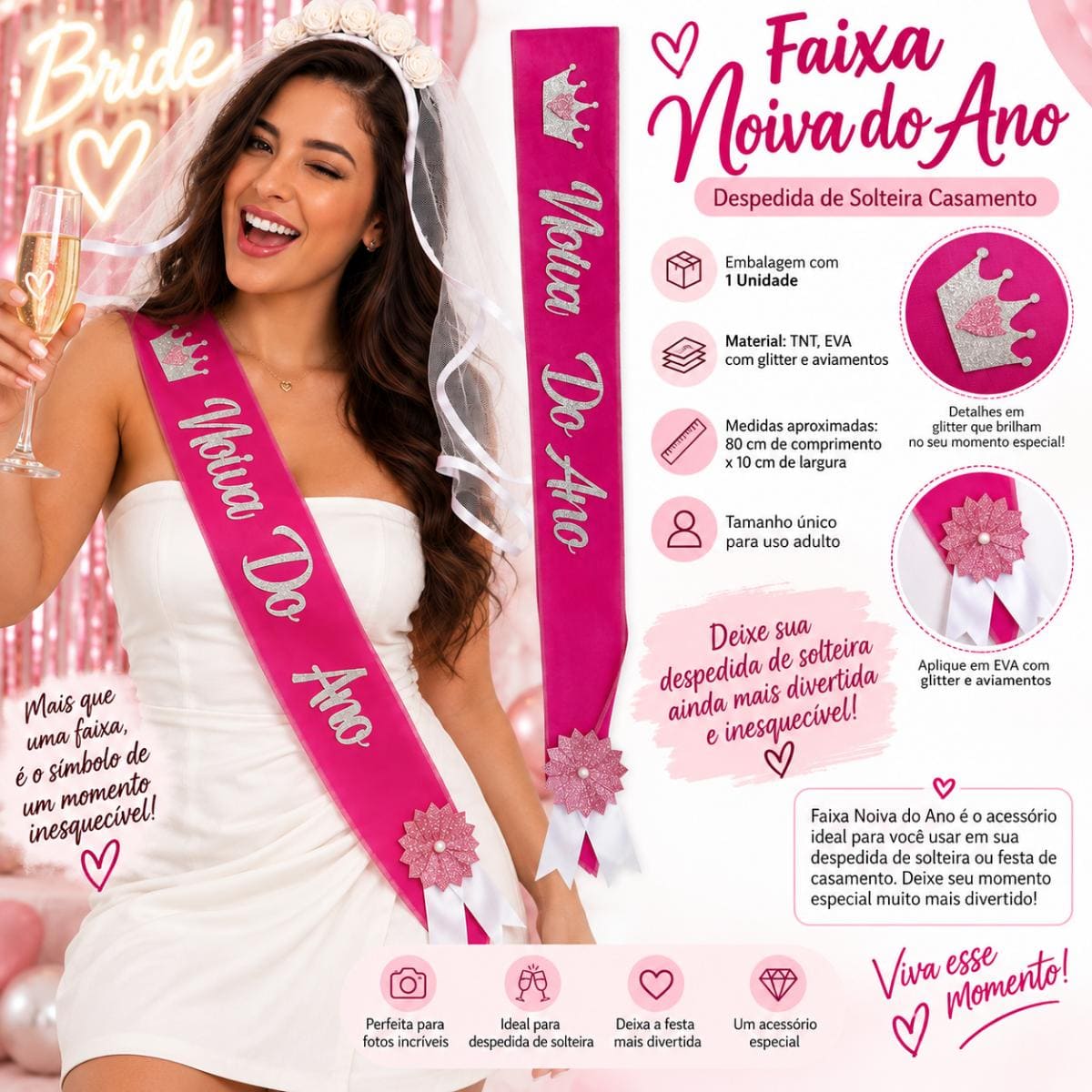 Faixa Noiva do Ano para Despedida de Solteira