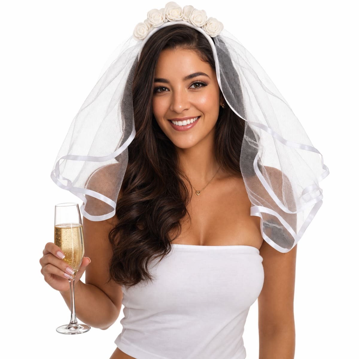 Veuzinho de Noiva Tradicional com Tule Branco