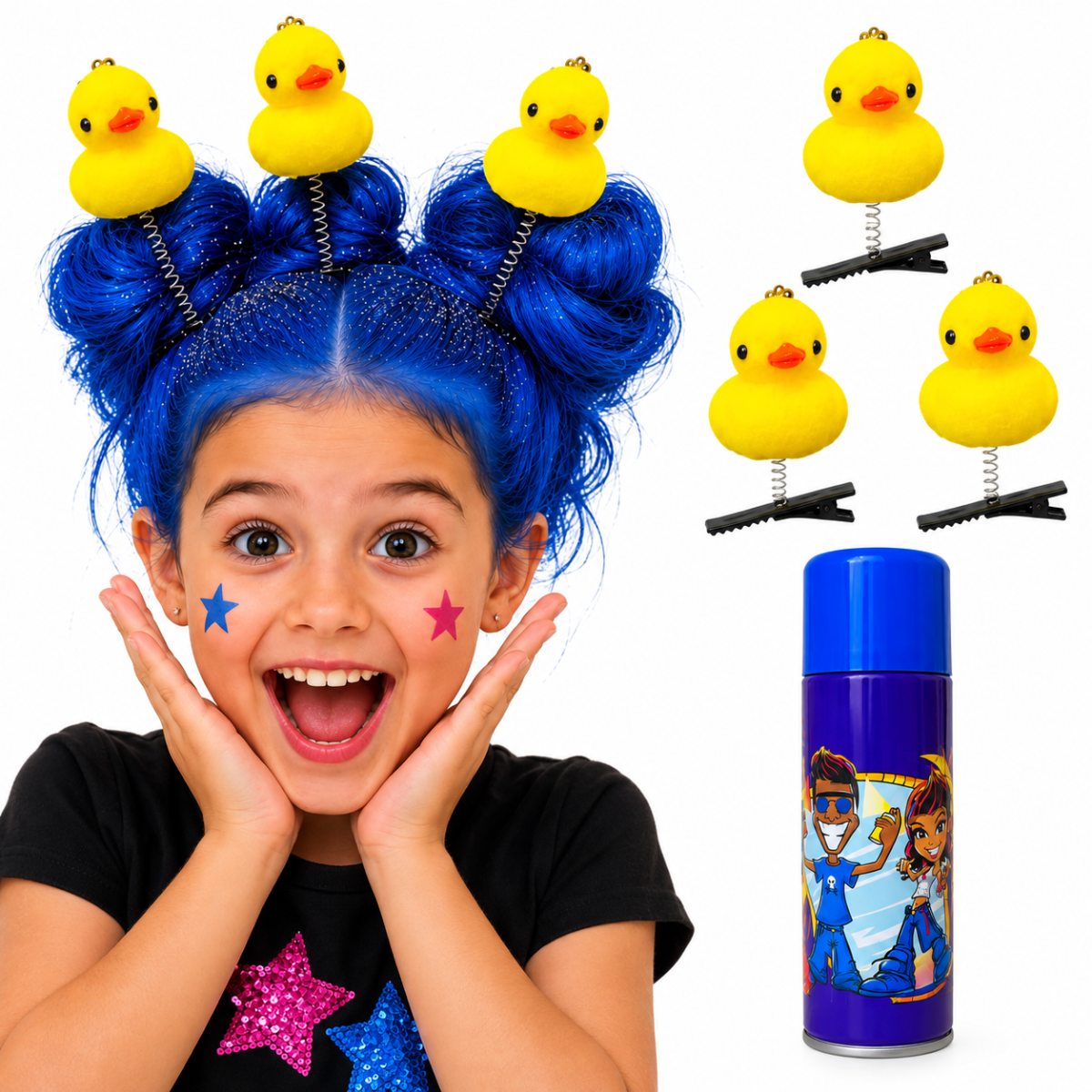 Kit Cabelo Maluco ( 3 Patinhos + Tinta de Cabelo Azul)