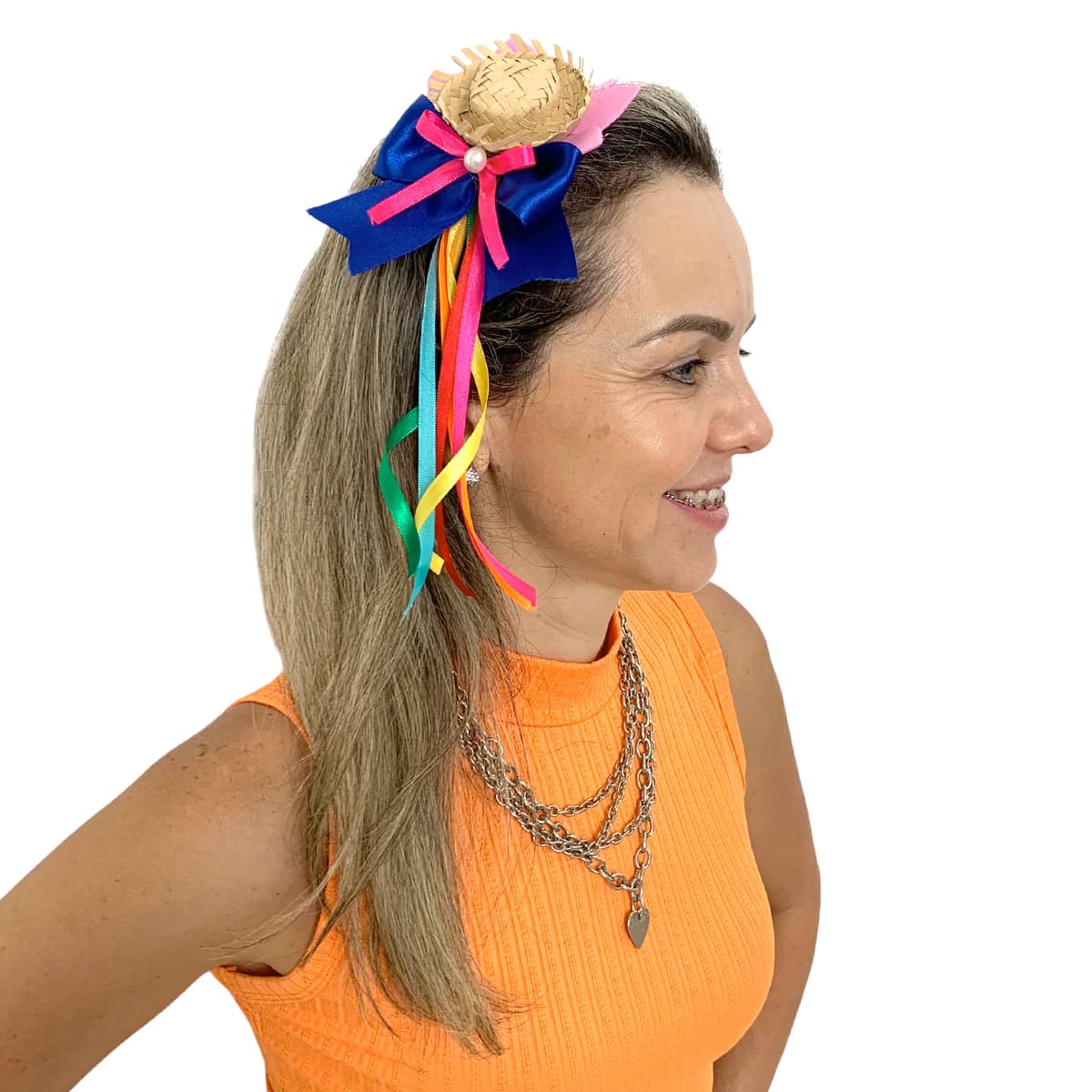 Tiara Mini Chapéu de Palha Acessório Arraiá Festa junina