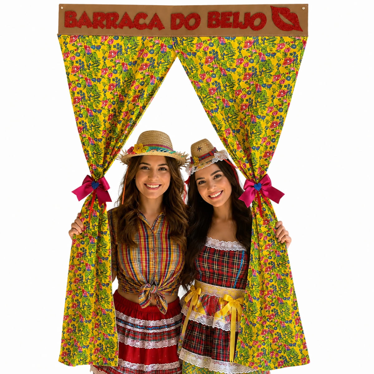 Cortina Barraca do Beijo Decoração Festa Junina