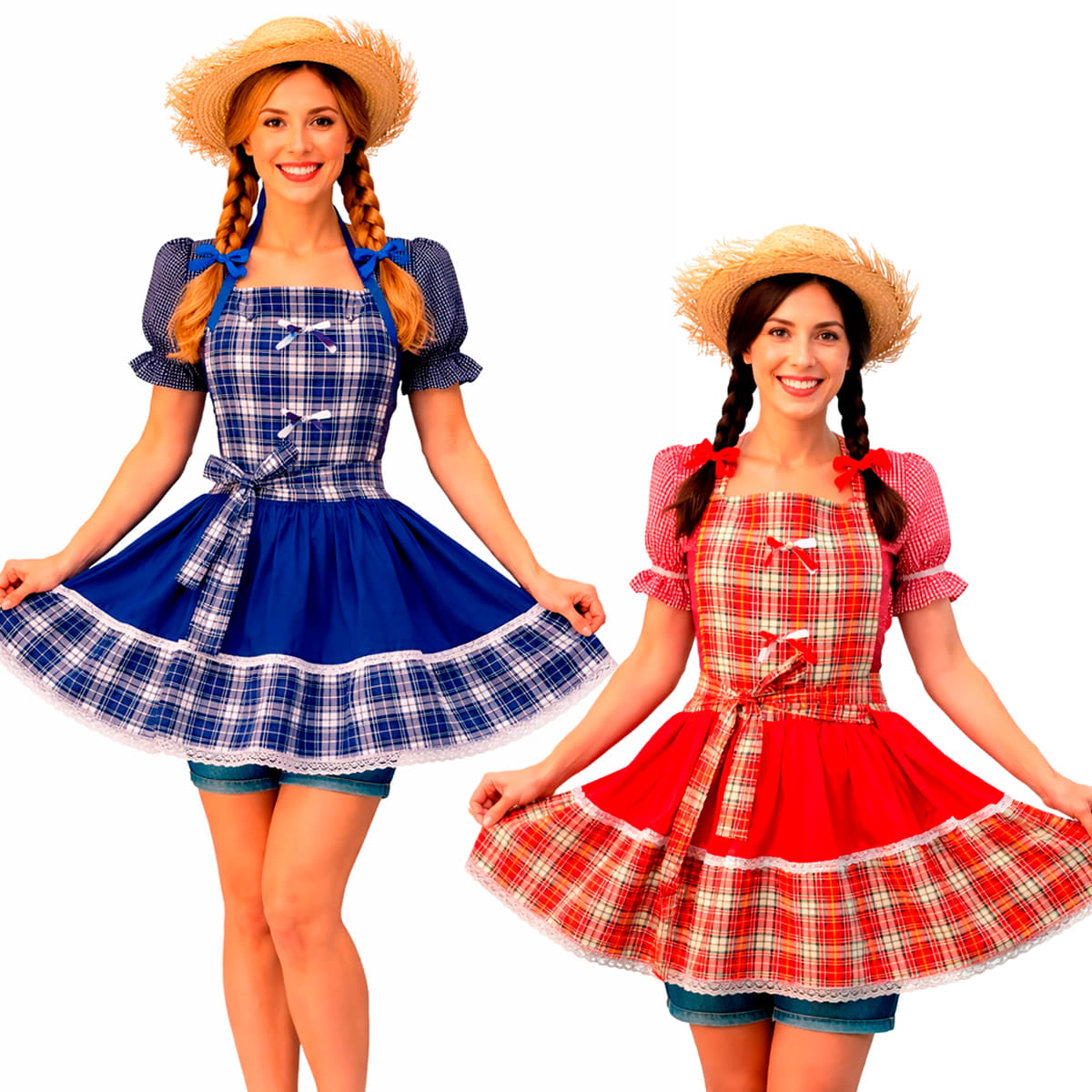 Avental Junino Adulto Menina Rodada Escolha a Cor