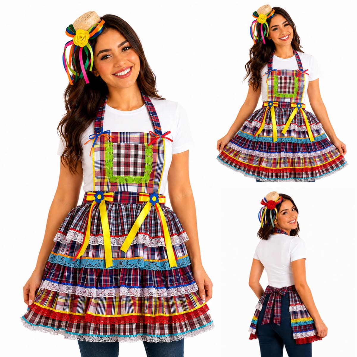 Avental Festa Junina Adulto Xadrez Luxo