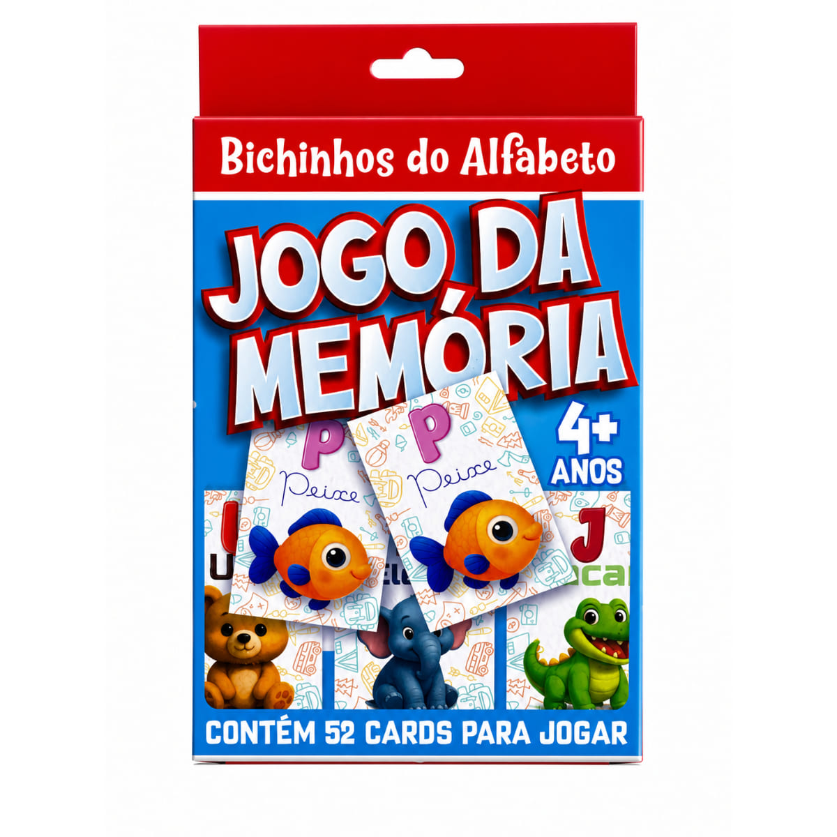 Jogo da Memória Bichinhos e Alfabeto com 52 Cartas