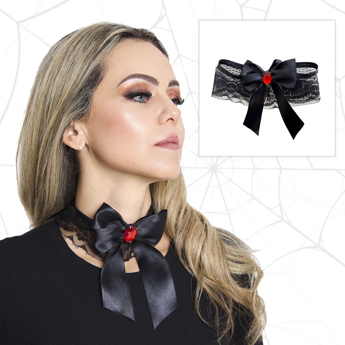 Acessório Chocker Gargantilha Renda Gótica Halloween