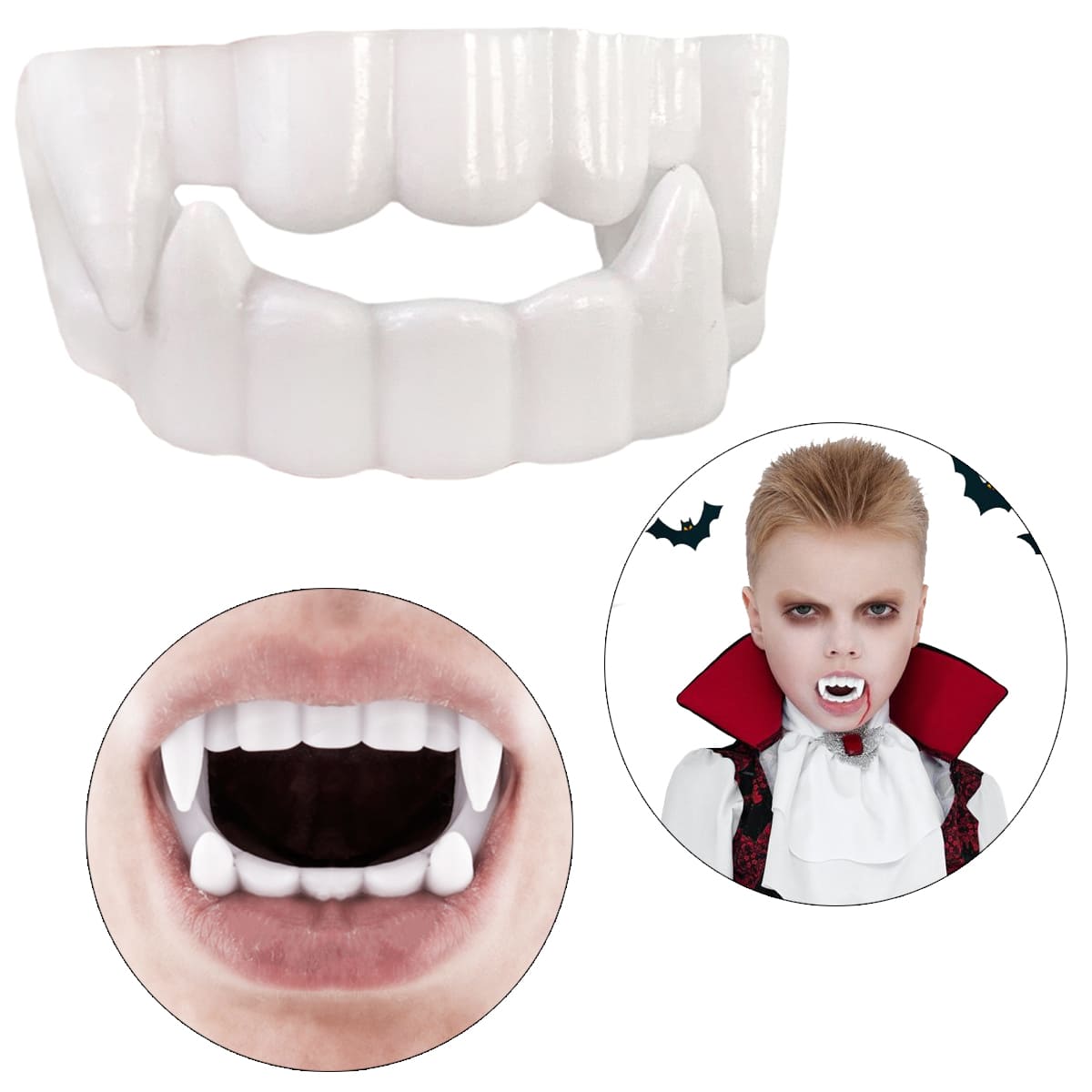 Dentadura Plástica de Vampiro Acessório Halloween.