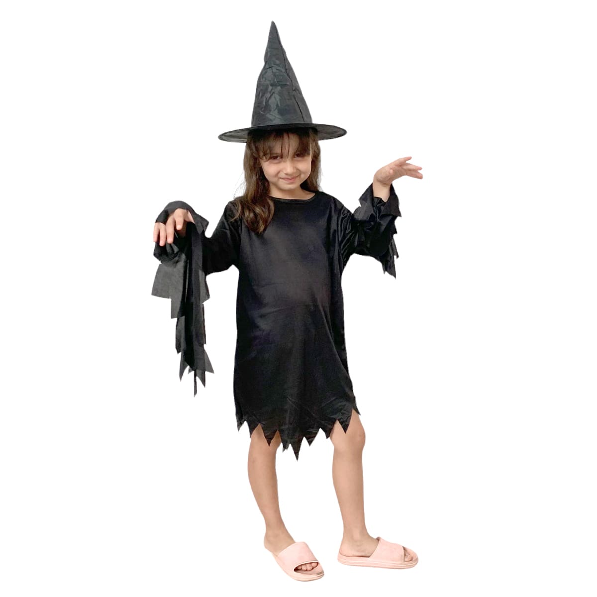 Kit Infantil Vestido e Chapéu Bruxinha Halloween