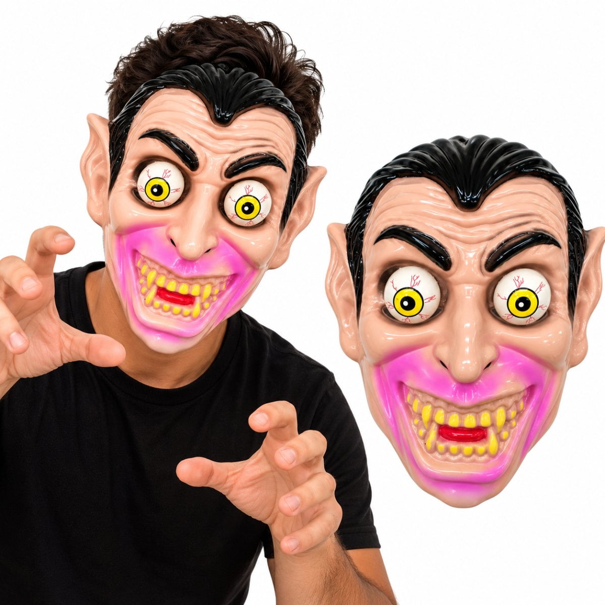 Máscara Drácula Vampiro com Olhos Esbugalhados Halloween