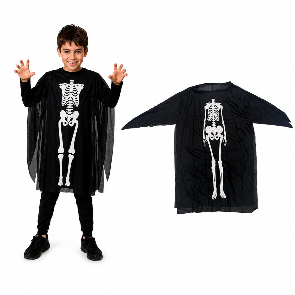Túnica Infantil Esqueleto Caveira Halloween 
