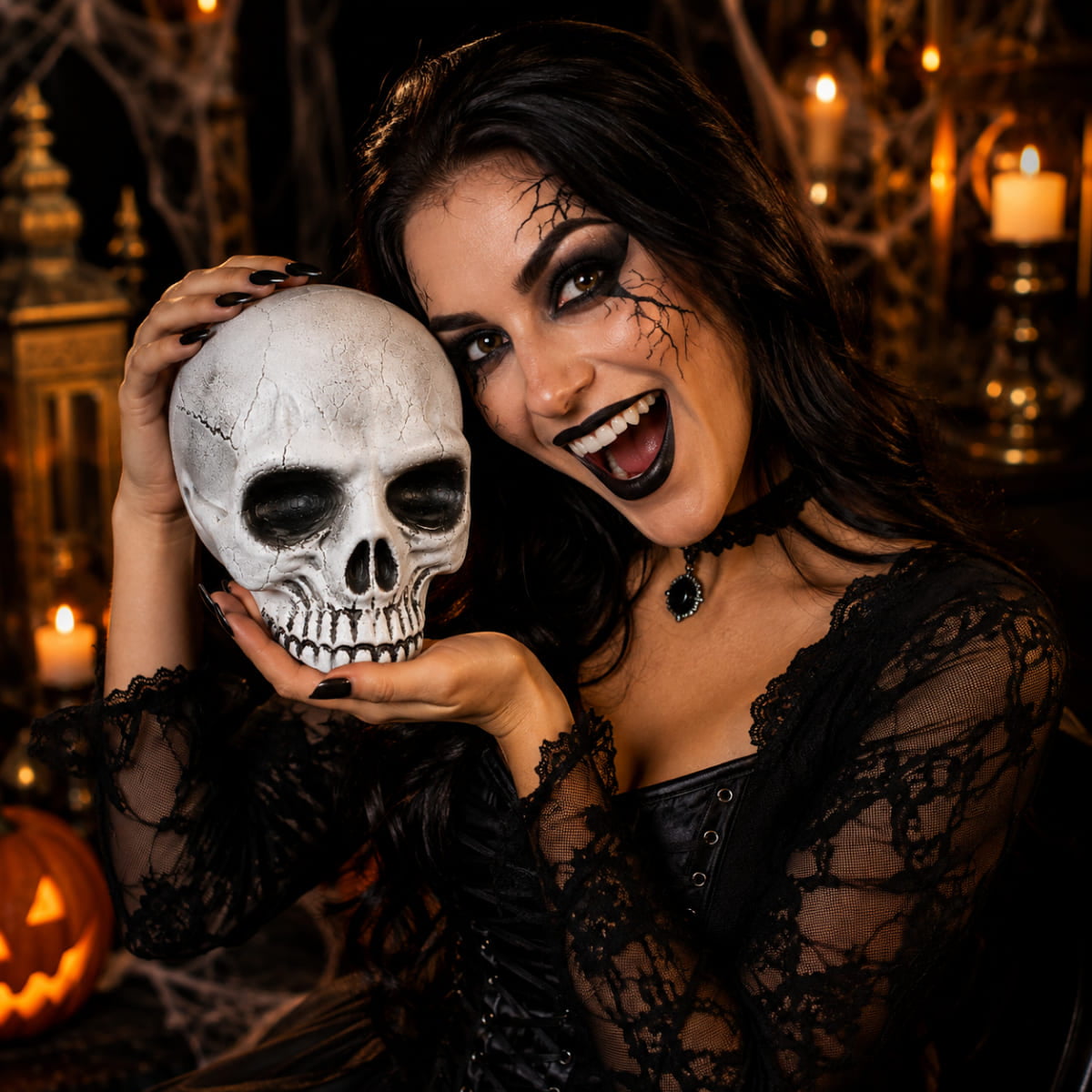 Crânio Caveira de Plástico para Decoração de Halloween
