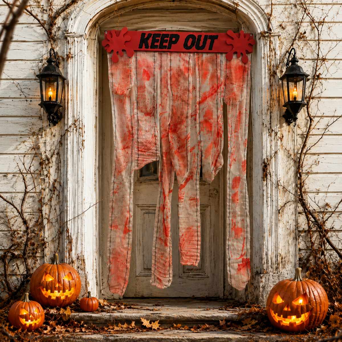 Cortina Decorativa Sangrenta Apocalipse Zumbi Halloween
