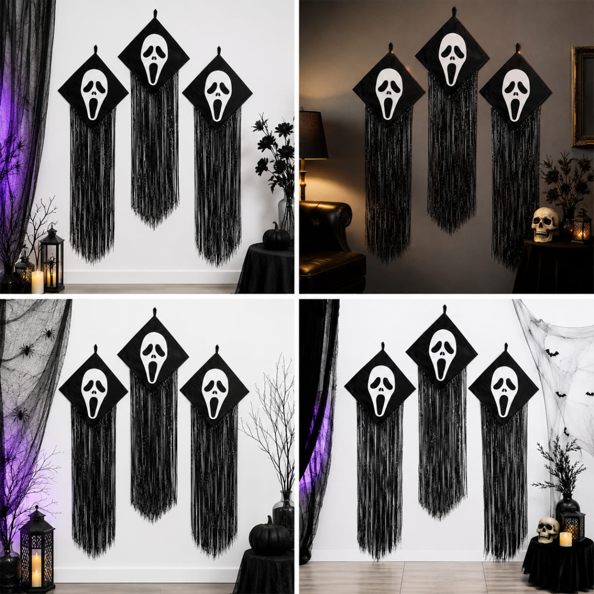 Kit 6 Fantasmas Pânico para Decoração de Halloween