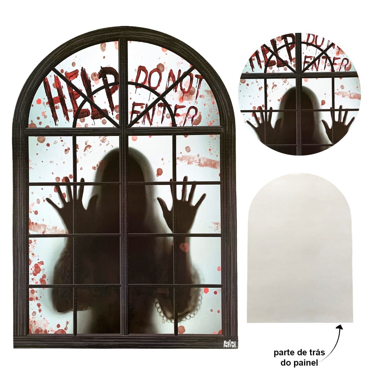 Etiquetas da janela do Dia das Bruxas - fantasma humano assustador
