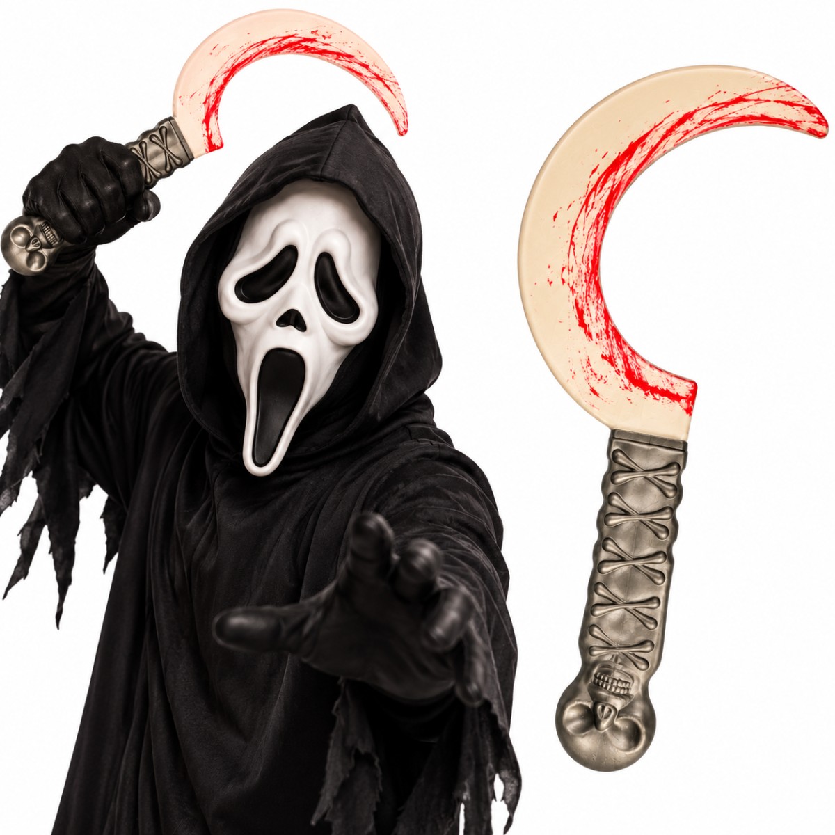 Foice de Plástico Pequena com Sangue Halloween