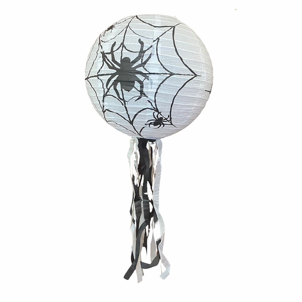 Luminária de Papel Decoração Halloween Aranhas Branca. Embalagem com 1 unidade