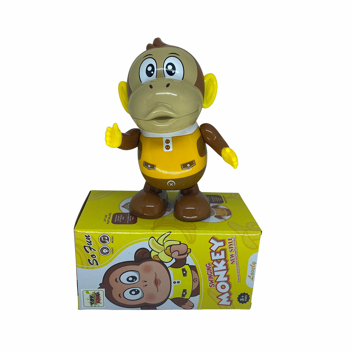 Brinquedo Macaco Dançante a Pilha com Luz e Toca Música