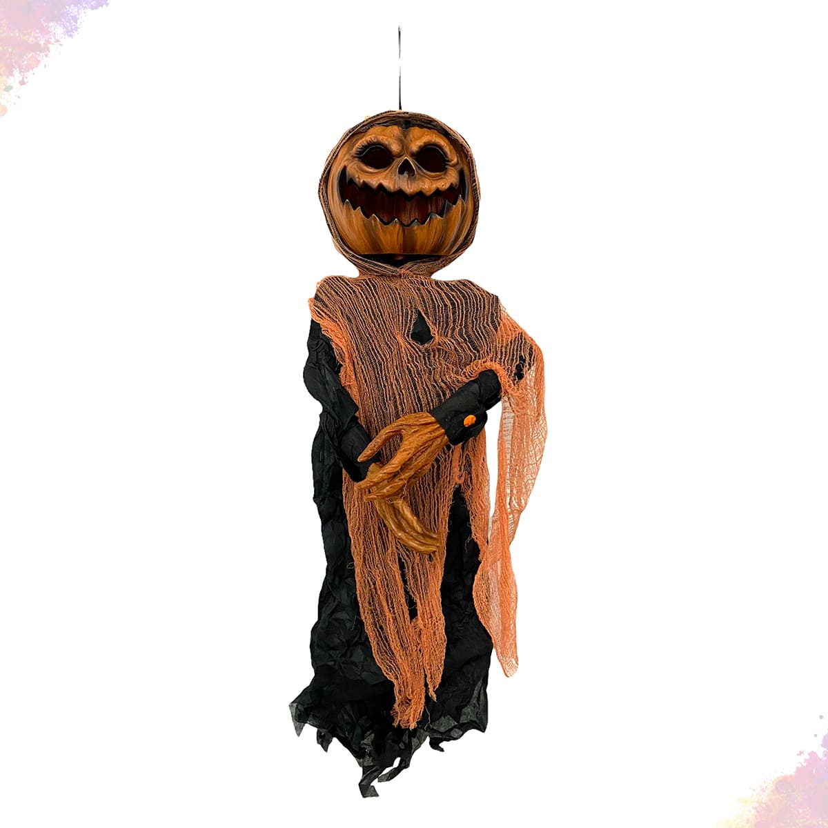 Enfeite Decoração Halloween Abóbora Fantasma com Som e Led