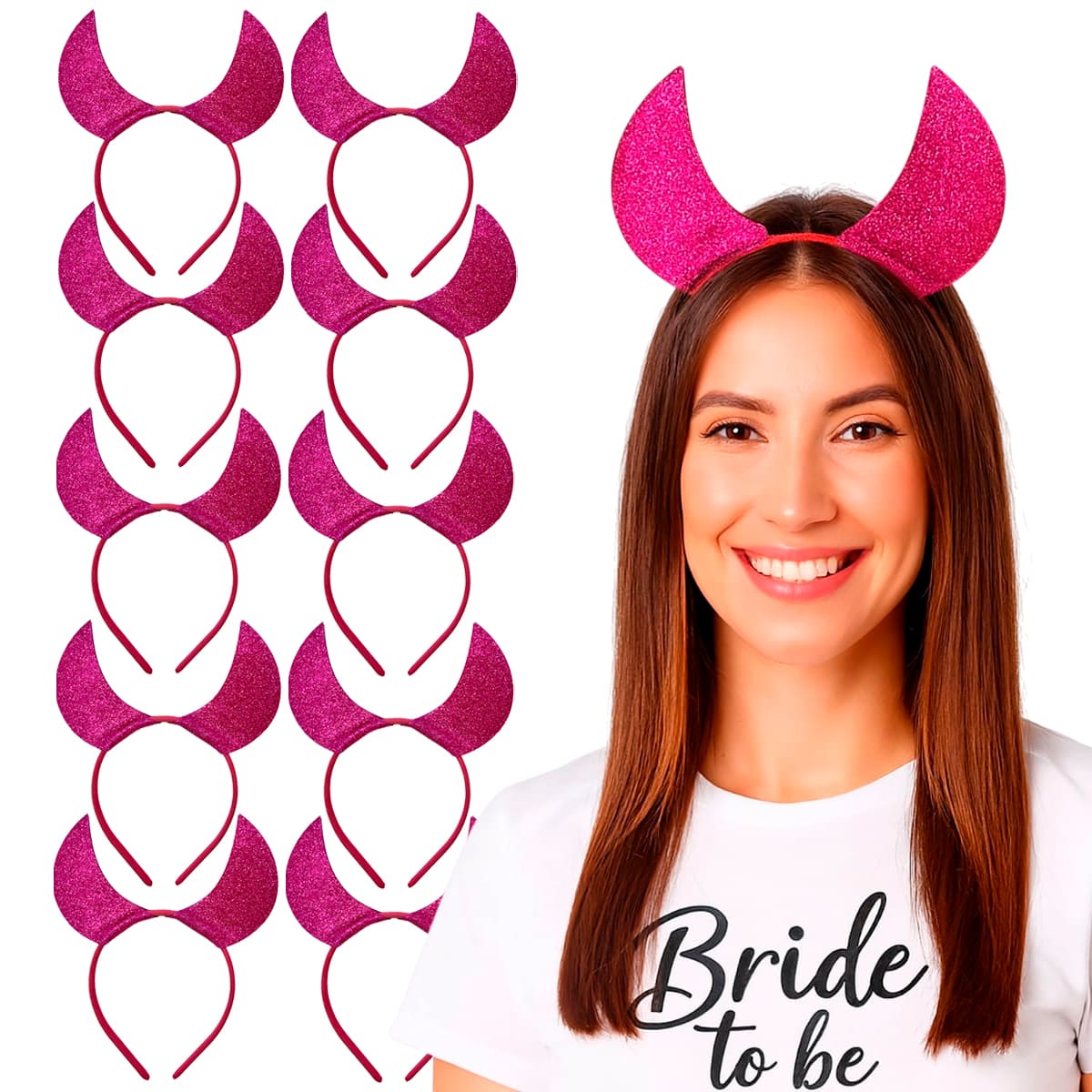 Tiara Diabinha Pink Despedida de Solteira Bride To Be - 10 unidades