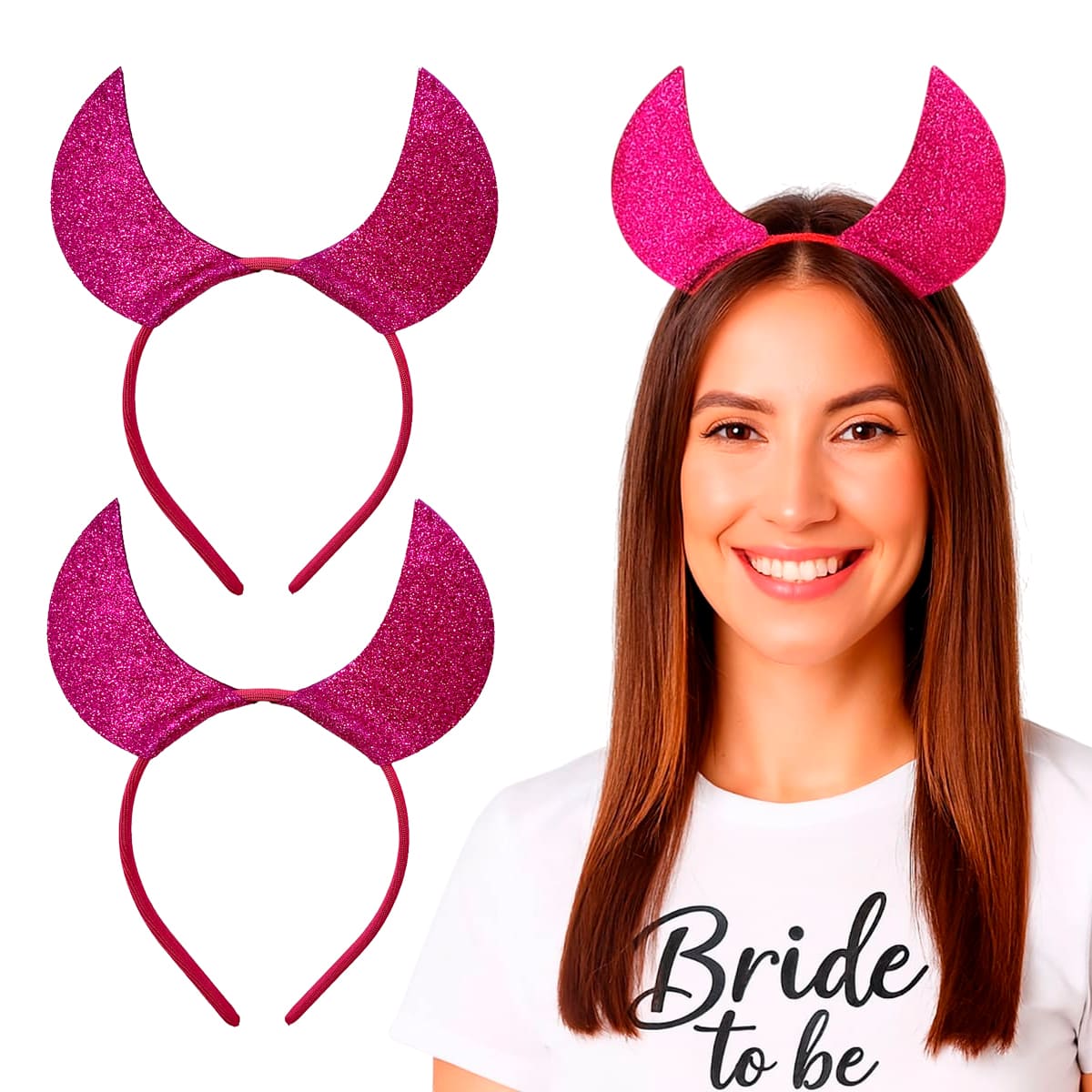 Tiara Diabinha Pink Despedida de Solteira Bride To Be - 2 unidades