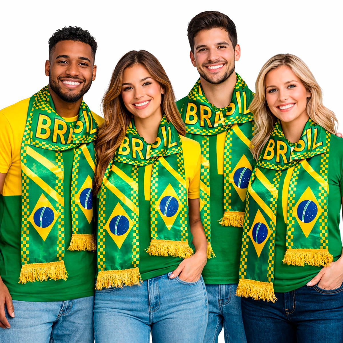 Lenço Cachecol Brasil Verde e Amarelo