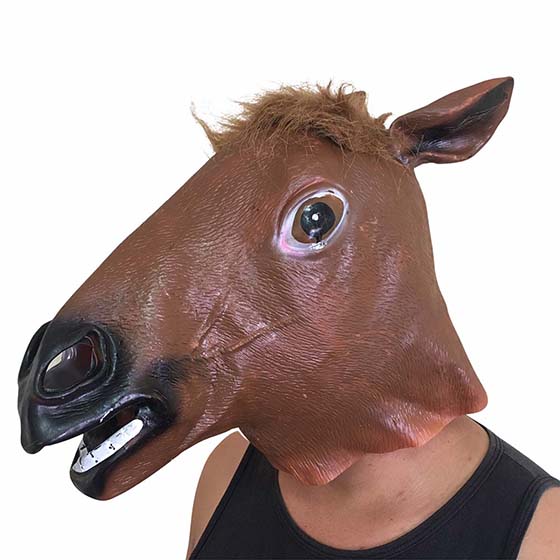 Máscara Cabeça de Cavalo Marrom Látex Cosplay