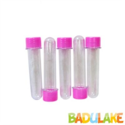 Tubete Transparente 13 cm Tampa Plástica Pink - 10 unidades