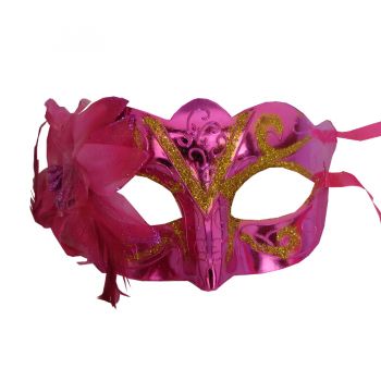 Máscara Metalizada com Flor Pink