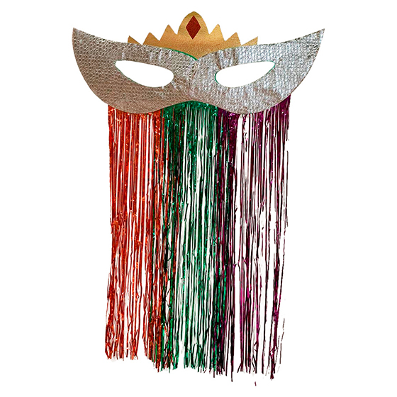 Máscara Carnaval Grande Jacaré para Decoração Prata Ref. 212A