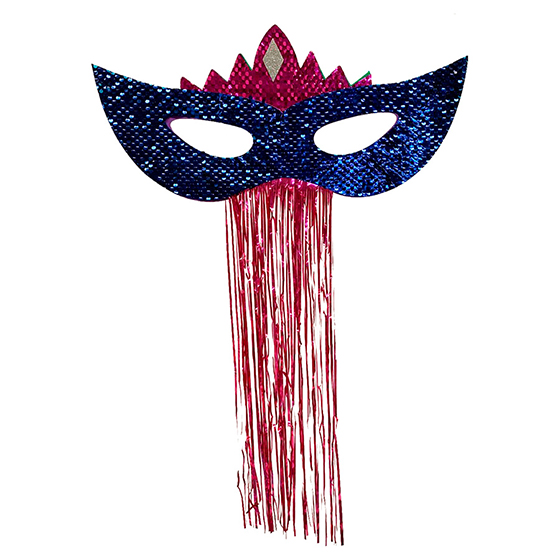 Máscara Carnaval Grande Paetês para Decoração Azul Ref. 209