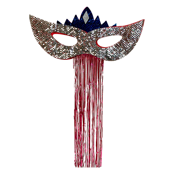 Máscara Carnaval Grande Paetês para Decoração Prata Ref. 209