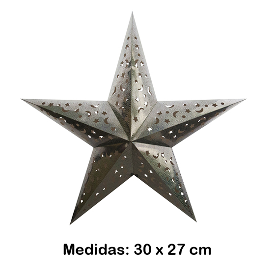 Luminária Estrela Pequena Prata 30x27 cm
