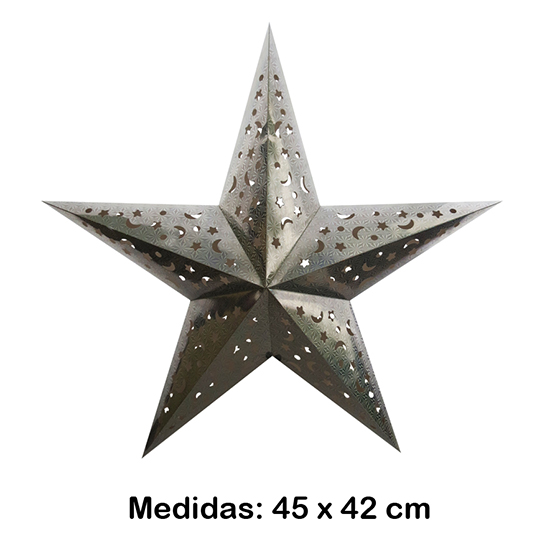 Luminária Estrela Média Prata 45x42 cm
