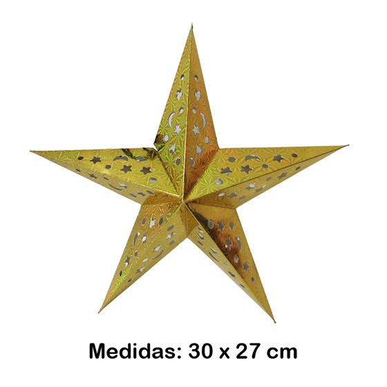 Luminária Estrela Pequena Dourada 30x27 cm