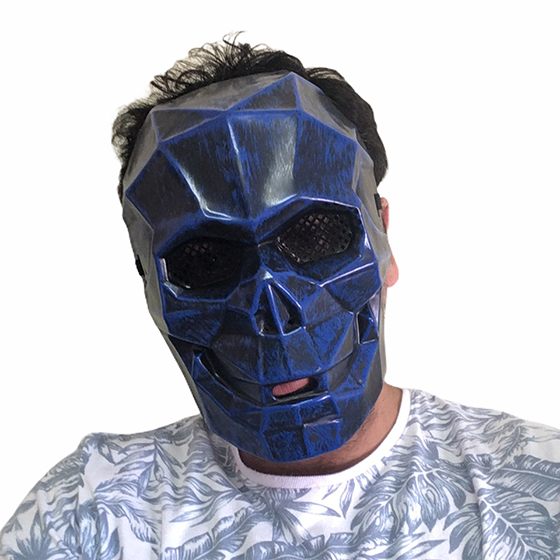 Máscara Caveira Diamante Halloween Azul