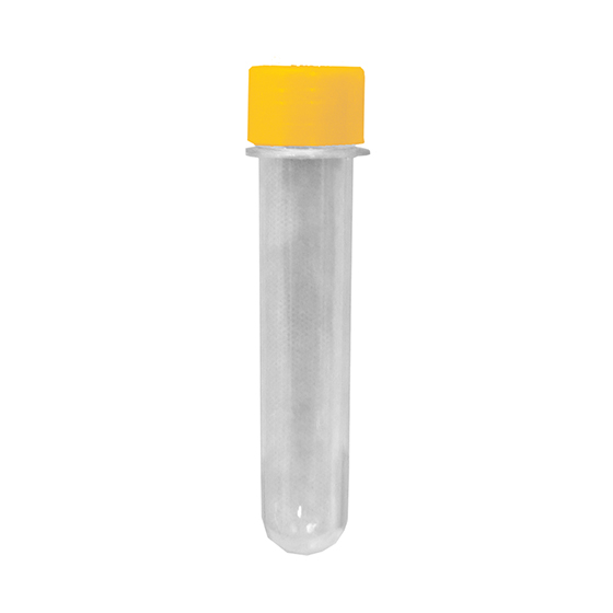 Tubete Transparente 13 cm Tampa Plástica Amarela - 10 unidades