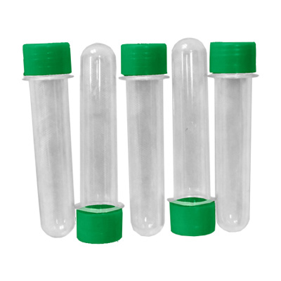 Tubete Transparente 13 cm Tampa Plástica Verde Escura - 10 unidades