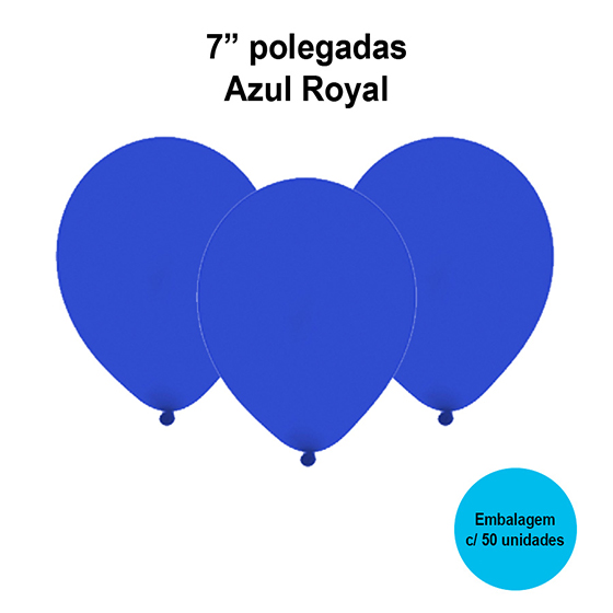 Balão Festball Liso Azul Royal 7'' Polegadas - 50 unidades