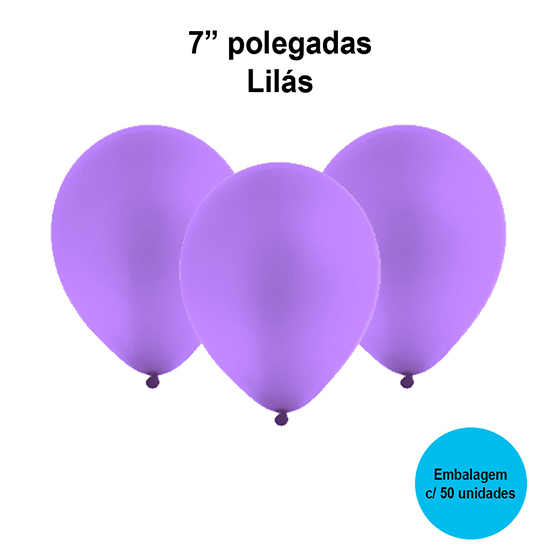 Balão Festball Liso Lilás 7'' Polegadas - 50 unidades