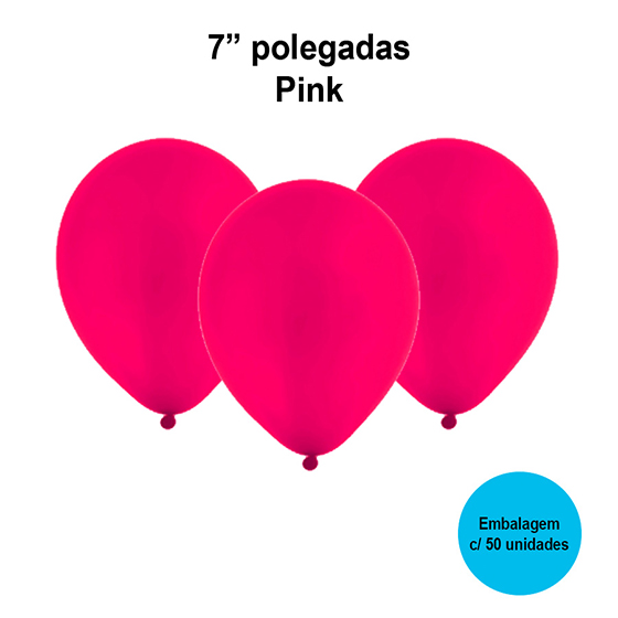 Balão Festball Liso Pink 7'' Polegadas - 50 unidades