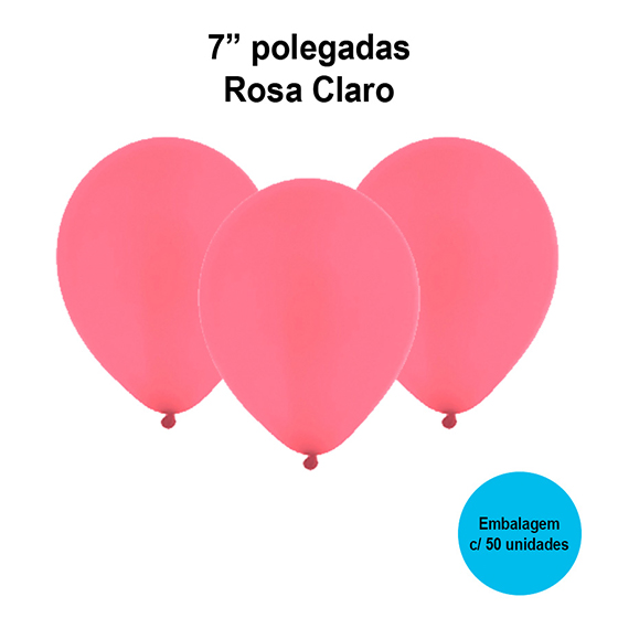 Balão Festball Liso Rosa Claro 7'' Polegadas - 50 unidades